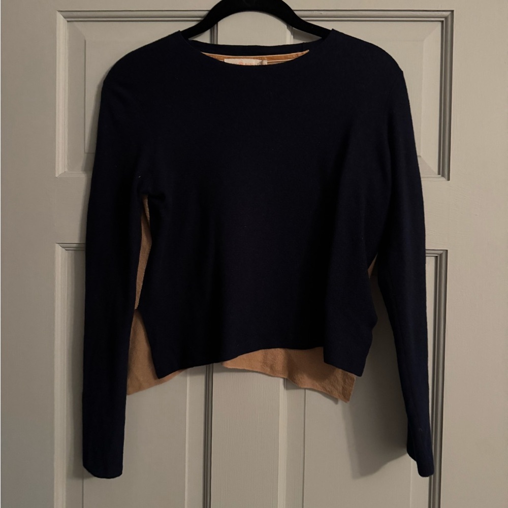 Tory Burch Navy and Tan Sweater